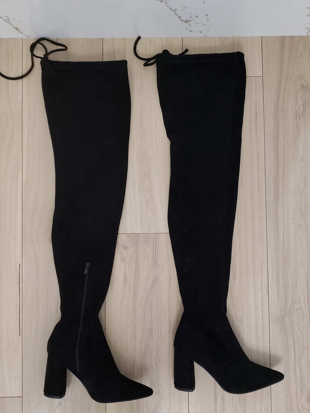 Azalea Wang Thigh High Boot‎ Womens 8.5 Black Vegan Suede Ariana Style